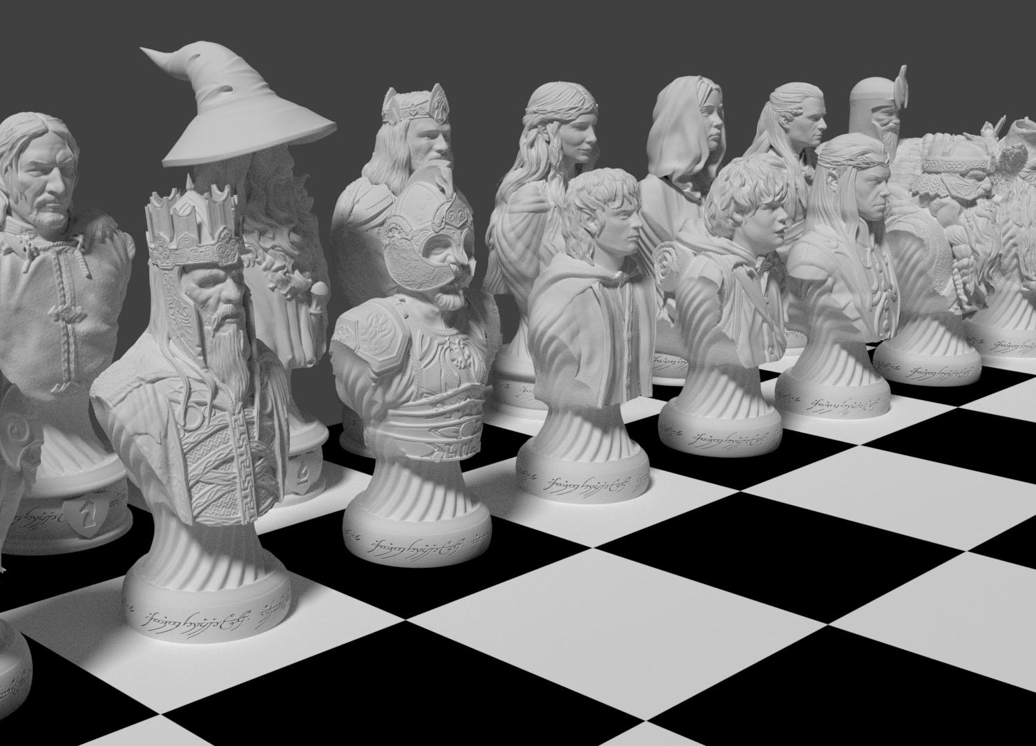 LOTR White Chess Set STL Model For 3D Printing Etsy