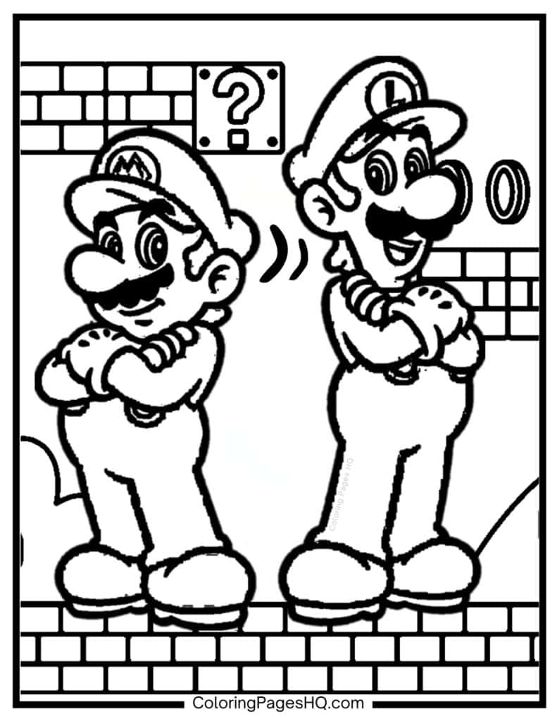 mario and luigi printable coloring pages mario and luigi printable coloring pages