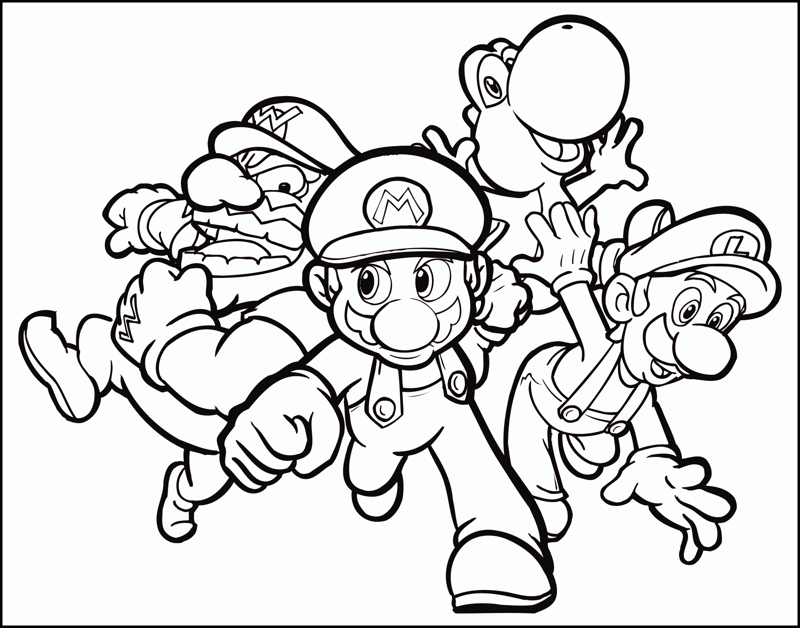 Mario Luigi Wario And Yoshi Super Mario Bros Coloring Pages