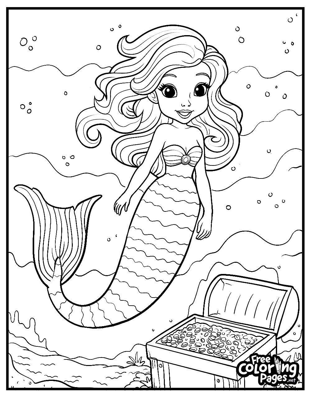 mermaid printable coloring page