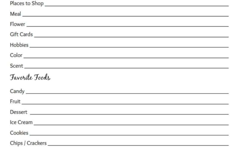 My Favorite Things List Free Printable Gift Ideas For Teachers