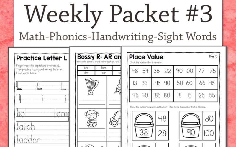 Printable 1st Grade Worksheet Packet 3 Skill Review For Math Phonics Writing Mamas Learning Corner