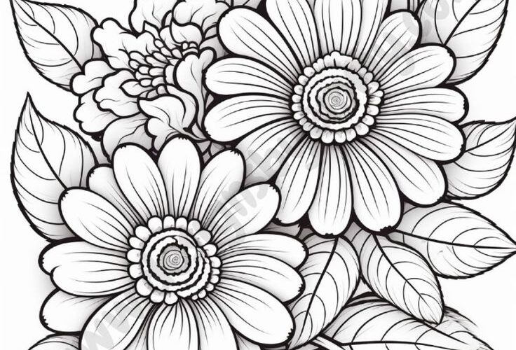 Printable Bold And Easy Flowers Coloring Pages Adult Coloring Pages Designs By Kemmy