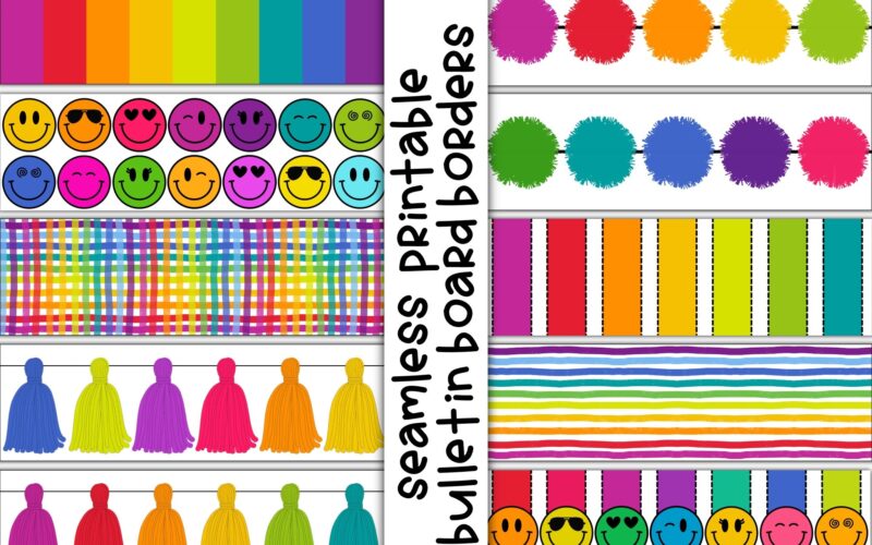 Printable Bulletin Board Borders Rainbow Classroom Decor PDF Etsy Israel