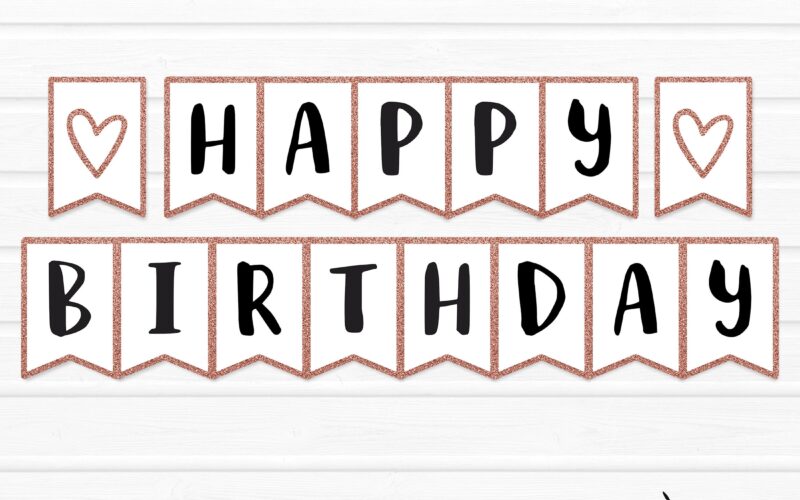Printable Happy Birthday Banner INSTANT DOWNLOAD DIY Rose Gold Bday Party Decor Etsy