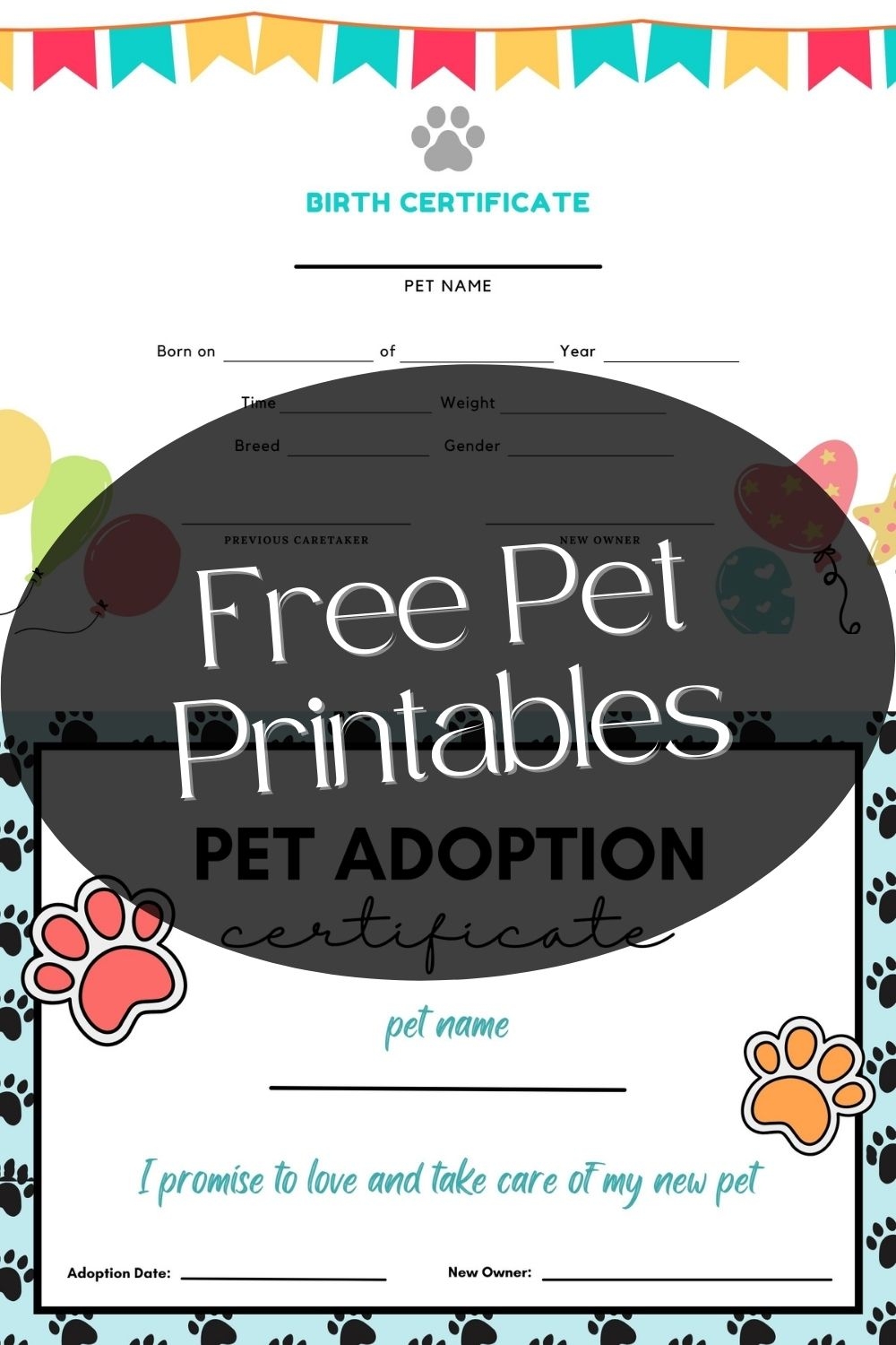Printable Pet Birth Certificate And Adoption Certificate Adore Them Parenting