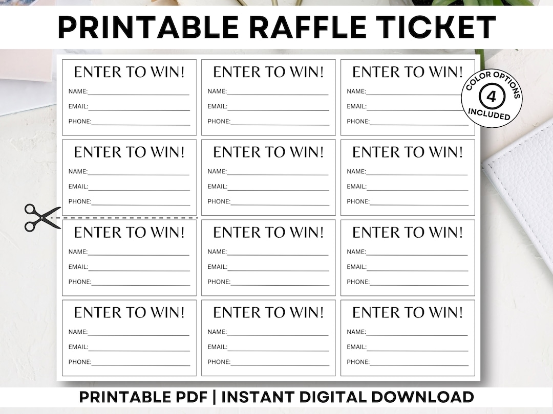 Printable Raffle Tickets Enter To Win Tickets Printable Enter To Win Raffle Ticket Template Minimalist Raffle Ticket simple Raffle Ticket Etsy