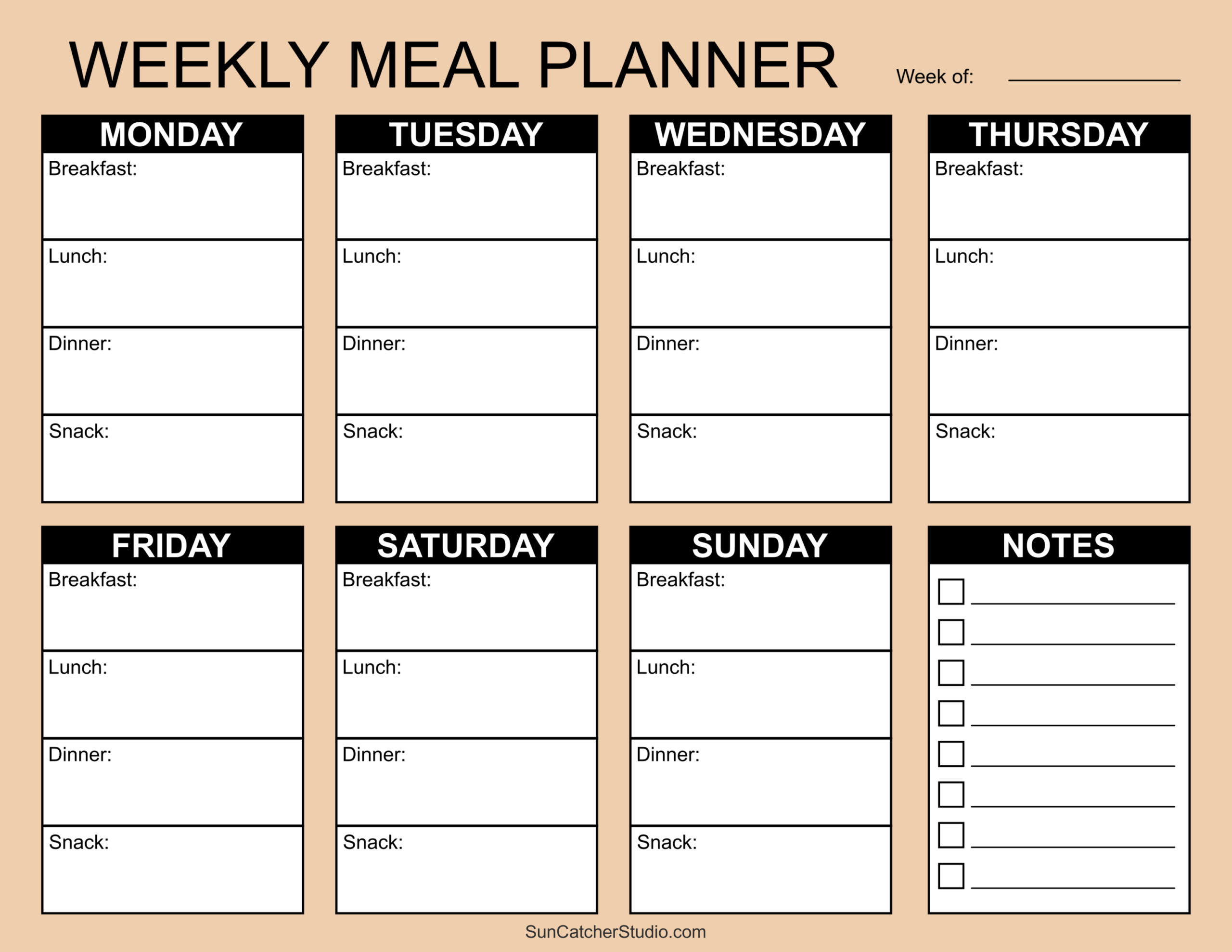 Printable Weekly Menu Template Printable Party Favors Printable Weekly Menu Template Printable Party Favors