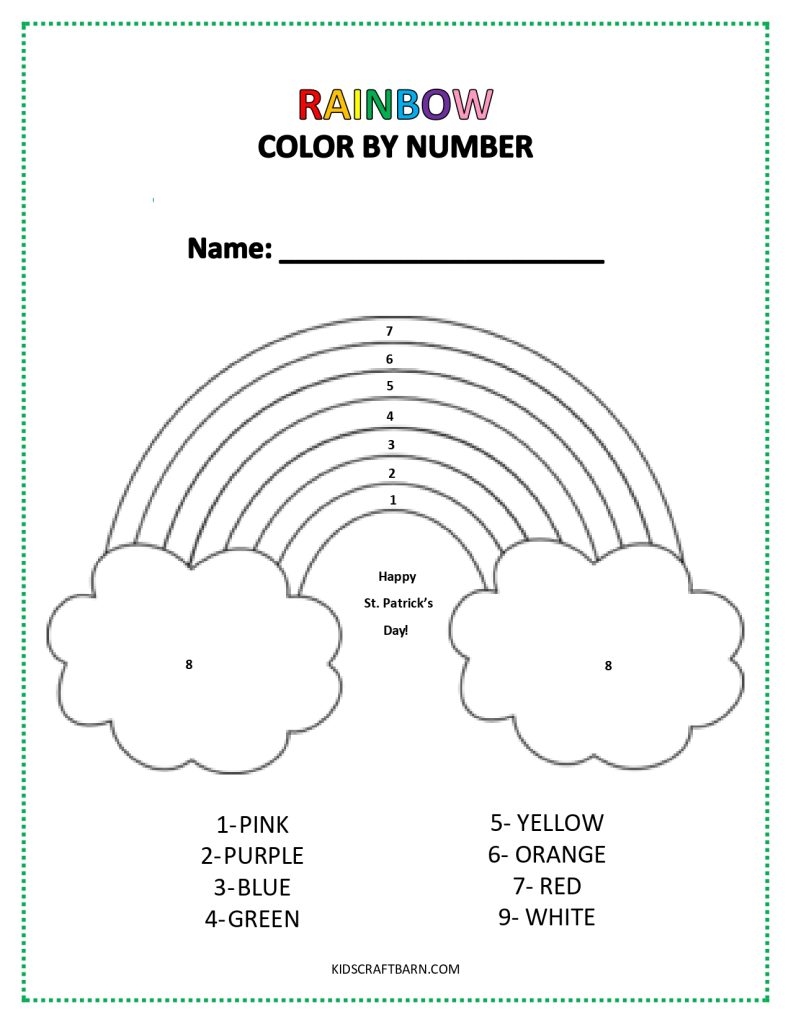 Rainbow Color By Number Free Printable Kids Craft Barn
