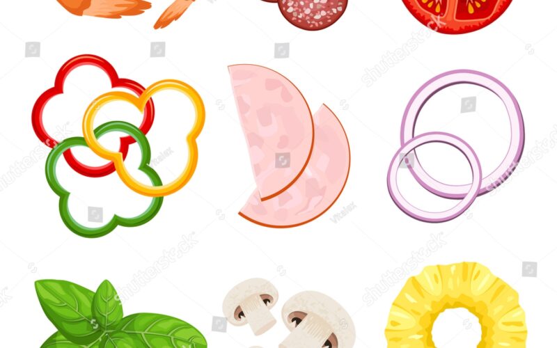 Realistic Pizza Ingredients Shrimps Pepper Bow Stock Vector Royalty Free 682681321 Shutterstock