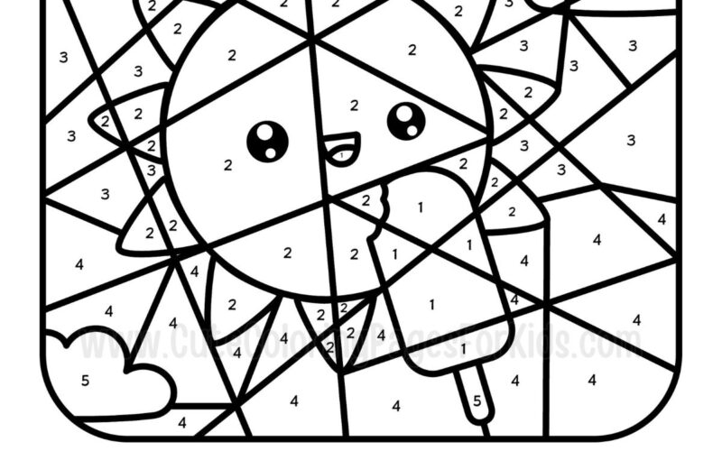 Summer Color By Number Cute Coloring Pages For Kids