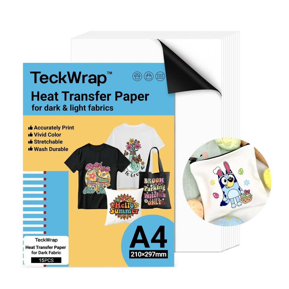 TECKWRAP Printable Heat Transfer Paper For T Shirts 15 Sheets 8 3 Fast Ship EBay