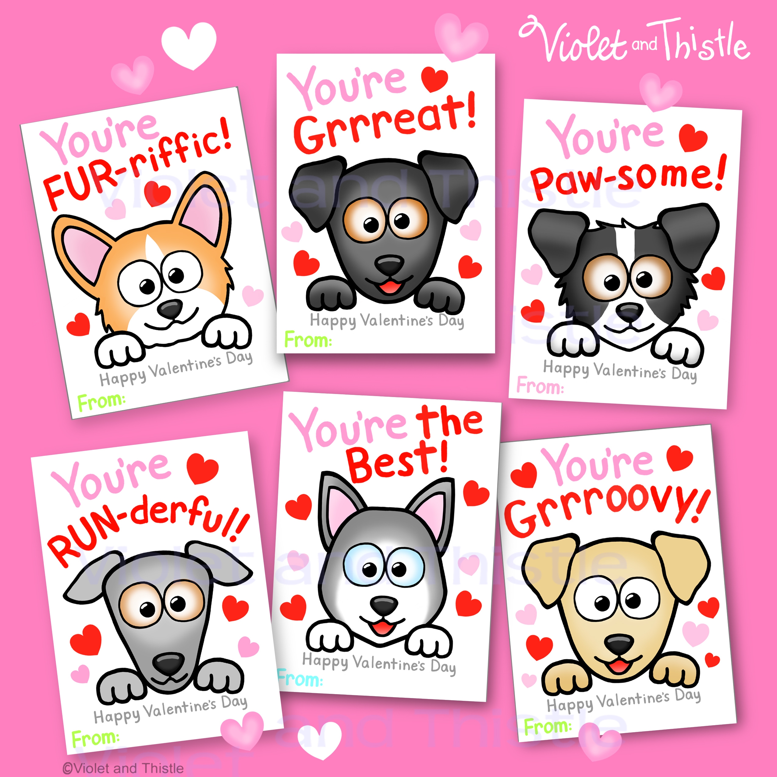 Valentine Day Cards Printable From Teacher To Students Dogs Classroom Cards Kids Pass Out Fun Saying Made By Teachers