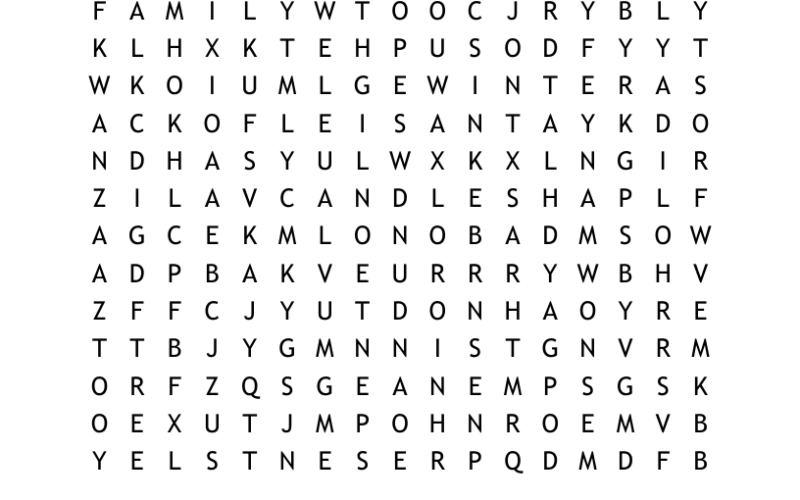 Winter Holidays Word Search WordMint