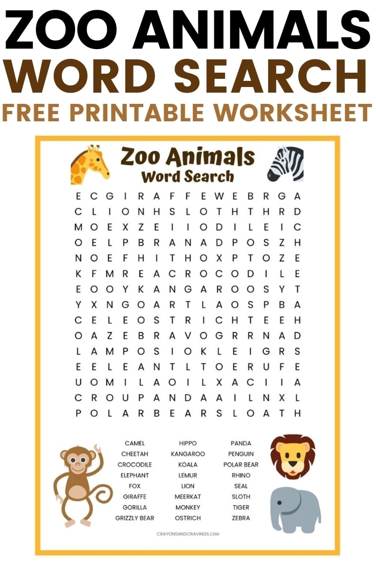 Zoo Animals Word Search FREE Printable Zoo Animals Word Search FREE Printable